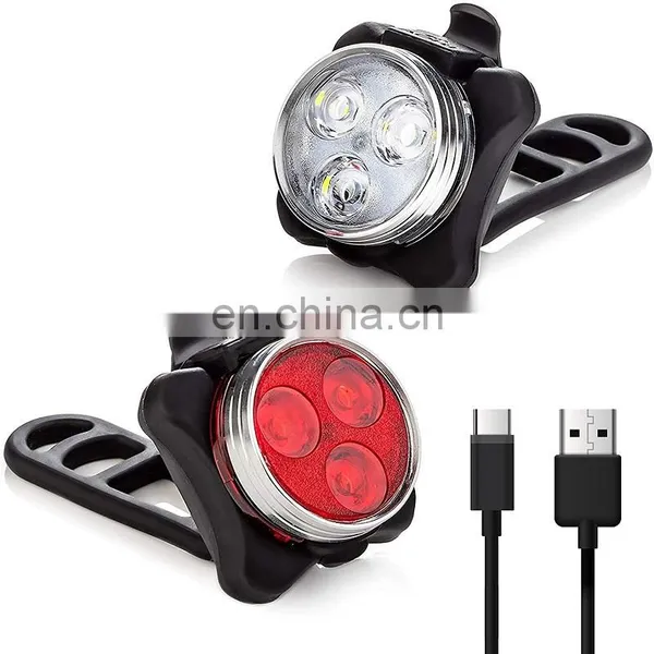 High Quality Amazon USB Rechargeable Led Bike Light Set Powerful by Bicycle Light LED Front and Tail Back Rear Lights
