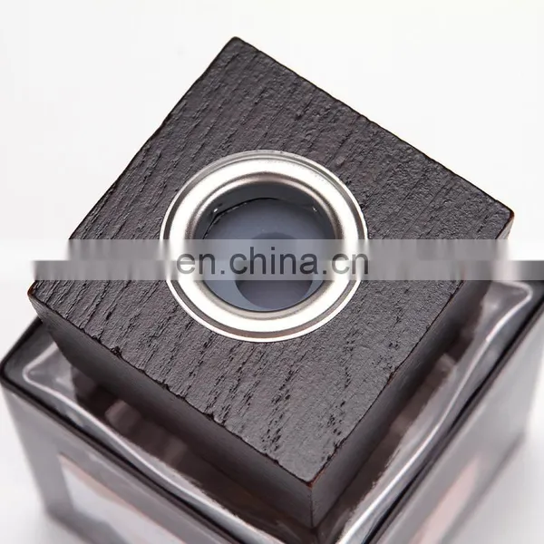 Luxury Hotel Customize Flameless Perfume Oil Fragrance Fiber Rattan Stick Glass Bottle Wood Lid Cover Reed Diffuser For Home photo-4