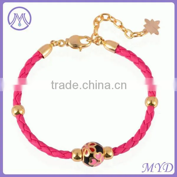 Customized DIY Fake Cloisonne Enamel Bead Leather Bracelet photo-3