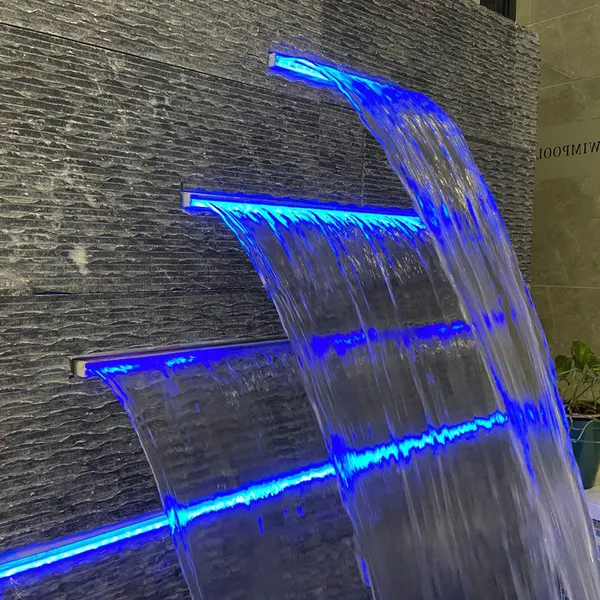 Pool Water Descent Create Vibrant Colorful Waterfall Fountain photo-2