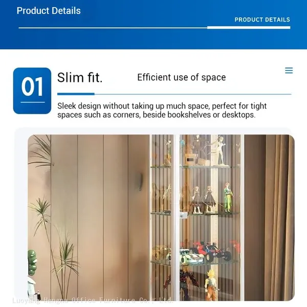 Adjustable Glass Showcase for Hamburg Retail Shop, Cold Rolled Refined Steel &Anti-Corrosion Baking Paint Finish, HENGNA Custom Size photo-5