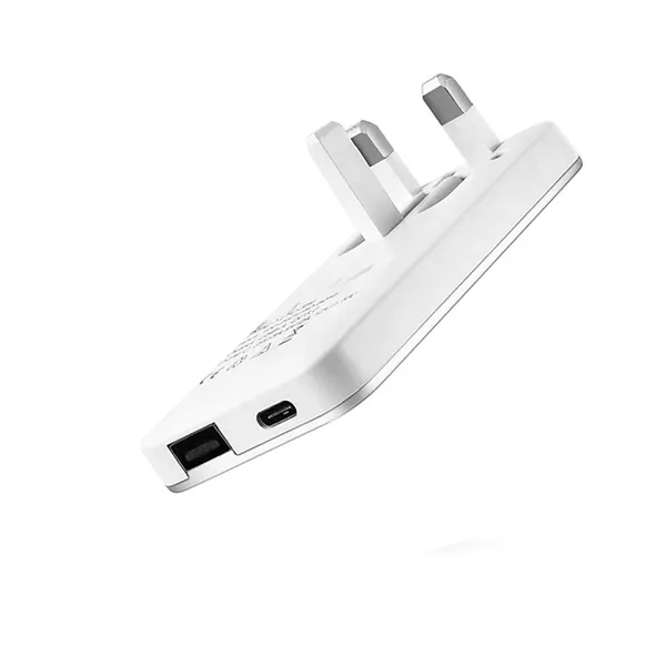 USB/USB-C 20W GaN Fast Charging Folding Slim Travel Charger Card Thin UK Plug