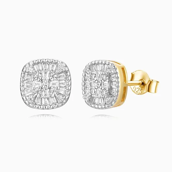 Shining Star Jewelry Hot Sale Baguette Zircon Men Hip Hop Iced Out Stud Earrings photo-4