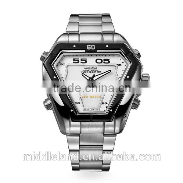 NEW!Middleland Business Watch All Stainless Steel LED Buckle for Man