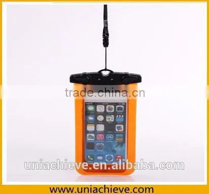 Case for IPhone 6/6 Plus Fashion Summer Mobile Phone PVC Waterproof Bag With Waist Belt and Lanyard Orange