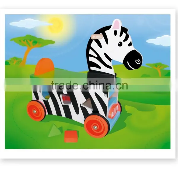 Kids Wooden Zebra Ride on Cars Toy