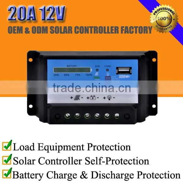 20A 12V Solar Charge Controller With USB and DC Output