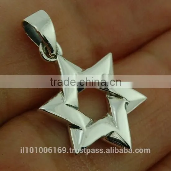 Plain Sterling Silver Star Of David Pendant, Pn64 photo-2