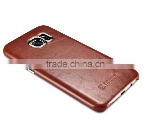 Original Icarer Vintage Series High Quality Real Leather Rubber Back Case for Samsung S7 Edge MT-5682 photo-3