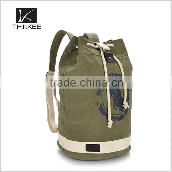 Wholesale Custom Your Logo Unisex Green Drawstring Canvas Backpack photo-2