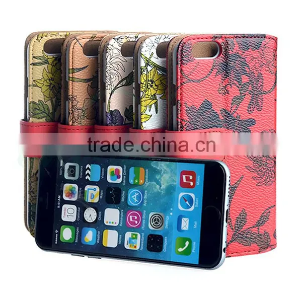 Customize Printed Flower Wallet Phone Case for IPhone 6S photo-6