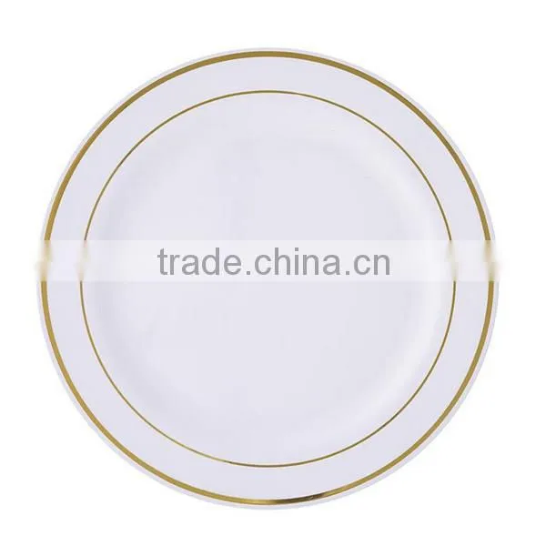6'' Round Disposable Plastic Plate With Gold and Silver Rim photo-4