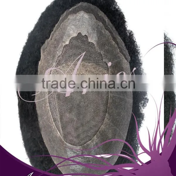 Wholesale 100% Virgin Indian Remy Human Hair Piece Natural Hair Afro Kinky Curly Swiss Lace Men's Toupee for Black Men photo-6