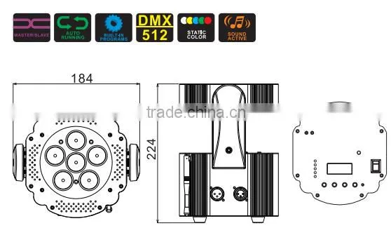 Sound Active DMX 512 6*Tri-3W RGB Wireless Par Light Wedding Light photo-3