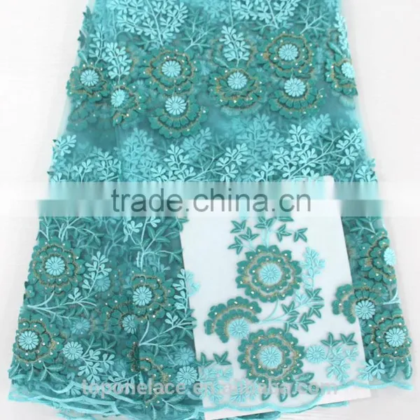2016 Lastest French Lace African/royal Bule 3d Lace Fabric/african Wedding Lace Fabric photo-6