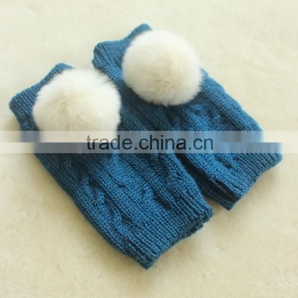 Women Fingerless Comfortable Thick Knit 30%Wool for Fashion Girl Knitted Gloves photo-4
