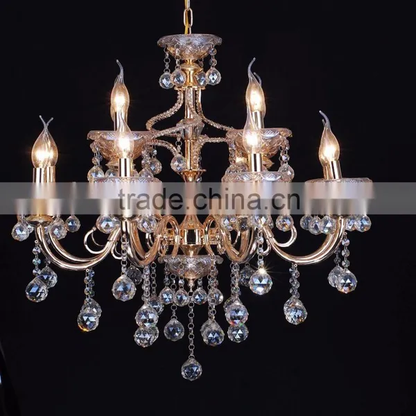 WD-1813-3/5/8/8+4 Zhongshan Factory-outlet LED Candle Bulb Gold Iron Top K9 Crystal Chandelier photo-4