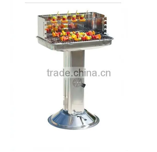 Garden Stainless Steel Charcoal Barbecue Pedestal BBQ Adjustable Cooking Grill