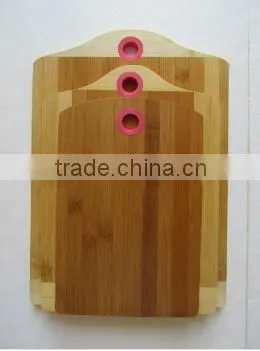 Silicone Hanging Circle 2 Color Tone Cheese Bamboo Wooden Chopping Board Set photo-3