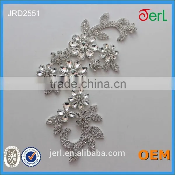 New Design Flower Crystal Rhinestone Lace Appliues for Shinning photo-5