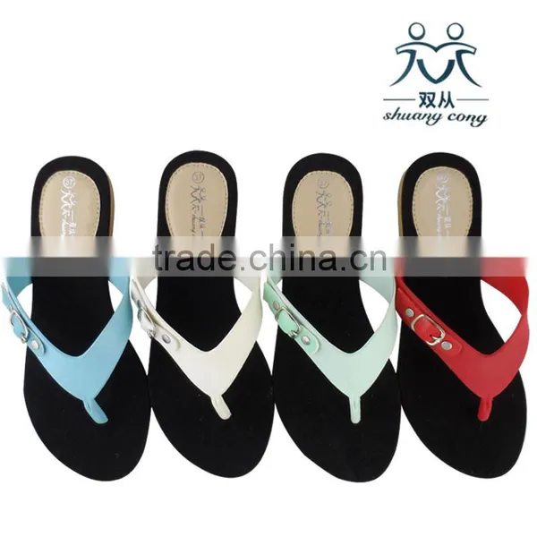 Factory Price Fuzzy Shoes Suede Flip Flop With Belt Slippers for Ladies photo-3