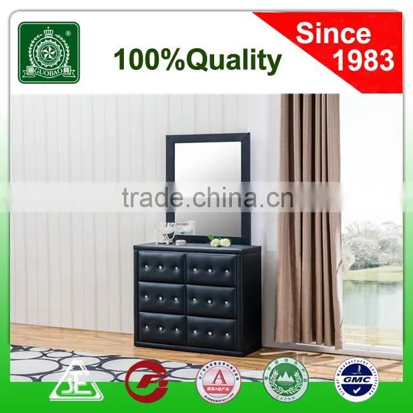 Buttoned crystal PU leather simple dressing table designs