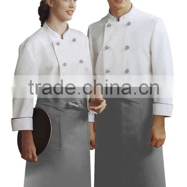 Designer Japanese Executive Fashion Chef White Unfiorms With Grey Apron