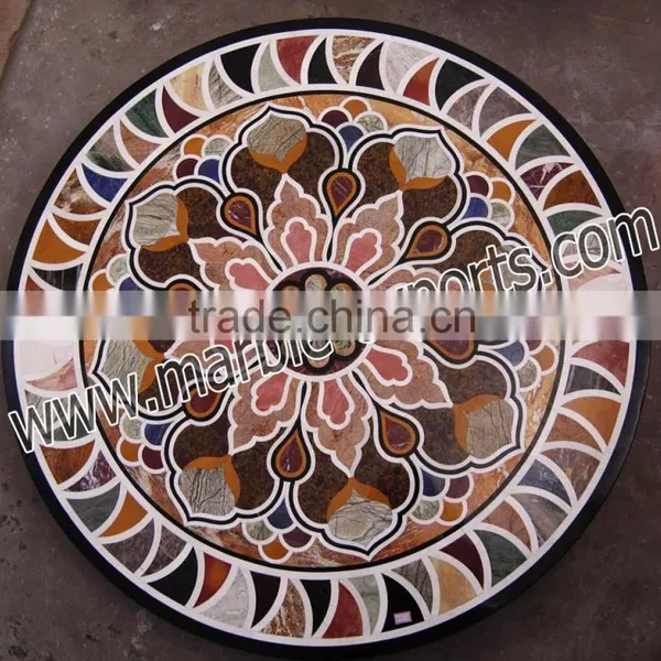 Marble Stone Inlaid Antique Table Top Hand Crafted Art Work