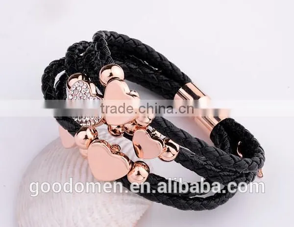 Zinc Alloy Silver Cross Leather Charm Pendant Bracelet photo-3