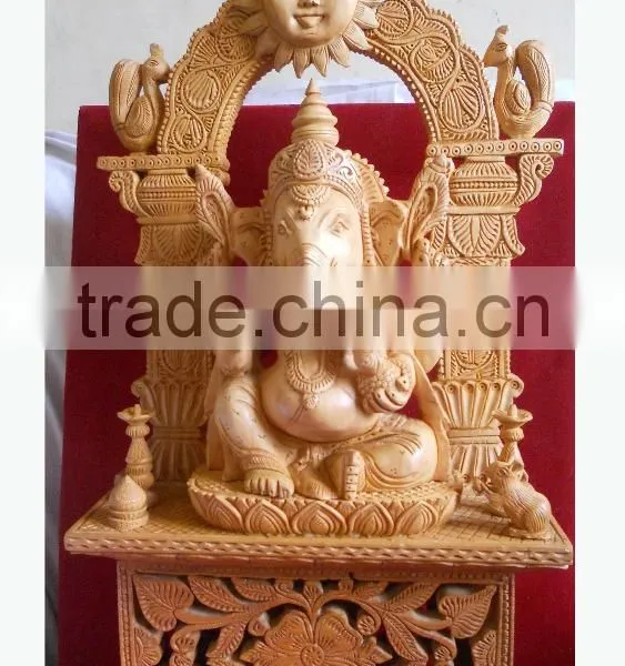 Wooden Handicraft Wood Carving Hindu God Ganesha Rich Art And Craft Jaipur Rajasthan India Artisan Statue Sculpture Fine