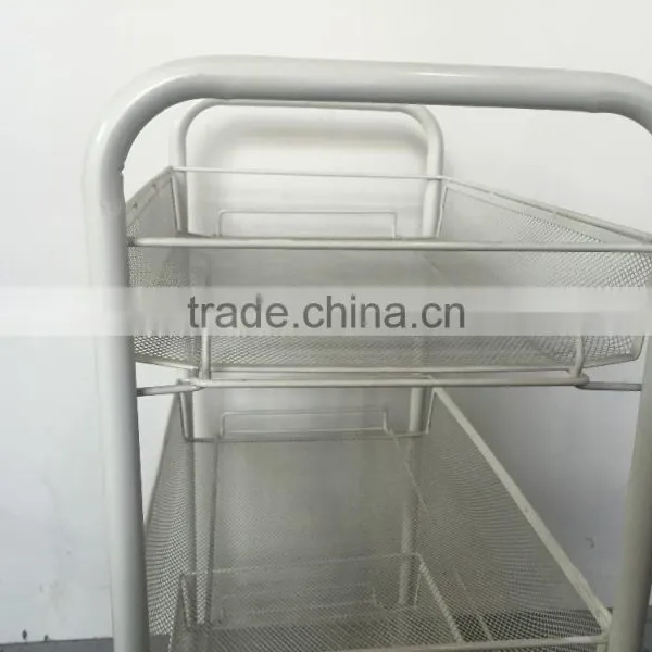 Metal Mesh Rolling Cart Trolly Organizer Shelves Handle Portable Style photo-4