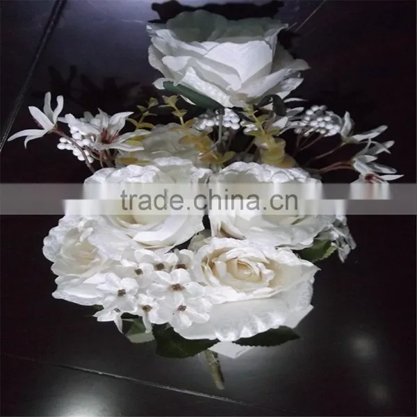 SJ20170029 White Real Touch Silk Flower Rose Bud photo-3