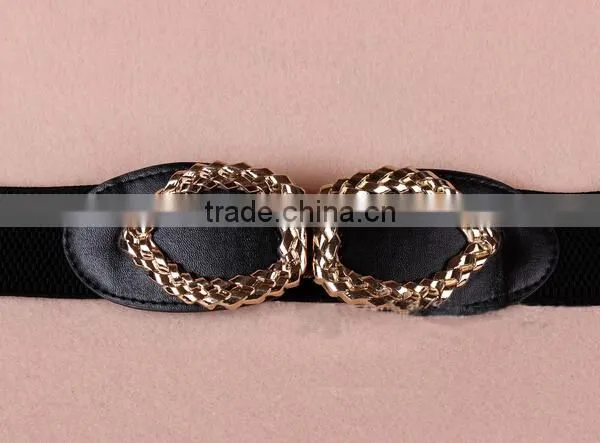 Wholesale Leaf Heart Pattern Alloy Buckle Elastic Sex Women Lady Waist Belt photo-3
