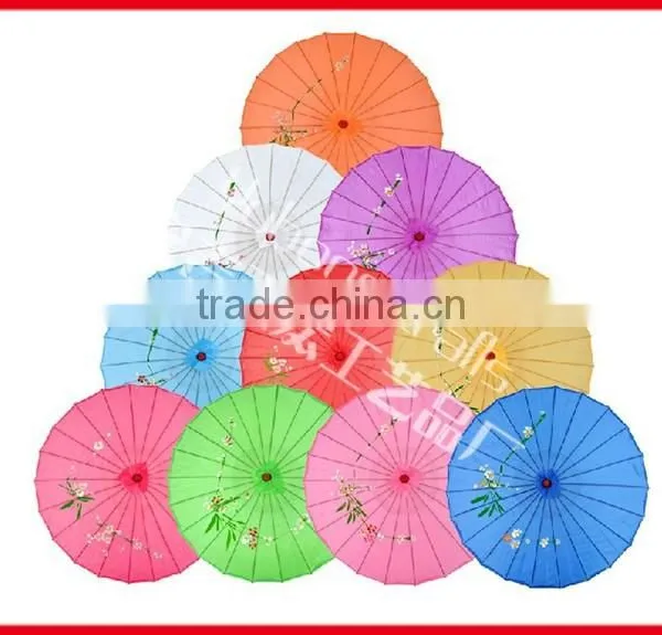 Flower Panited Chinese Silk Bamboo Parasol photo-5