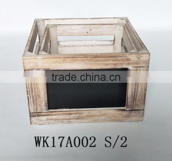 Garden Wooden Flower Pot With Handle, Antique Brown Wooden Plant Planter photo-2