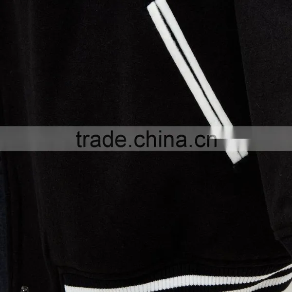 Plus Size Clothing Manufacturer Wholesale Black Stripe Trim Bomber Varsity Jacket Plus Size photo-5