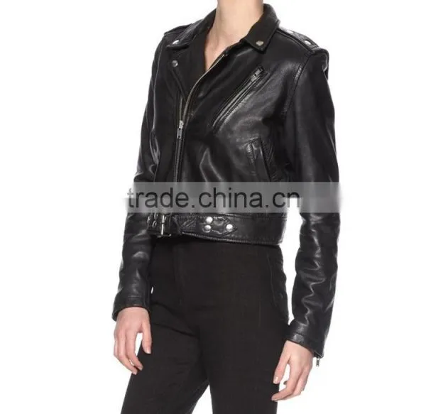 Cropped Leather Jacket for Women's photo-2