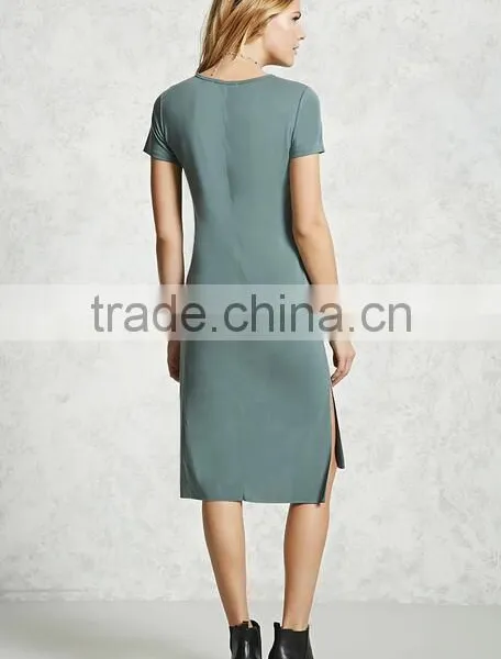 Midi Dresses 2017 Women Summer Sexy Scoop Neck T-Shirt Midi Dress HSd9208 photo-3