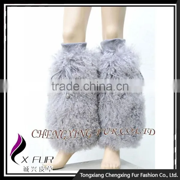 CX-A-40 Wholesale Fashion Boot Cuff Fluffy Soft Mongolian Lamb Fur Leg Warmers photo-2