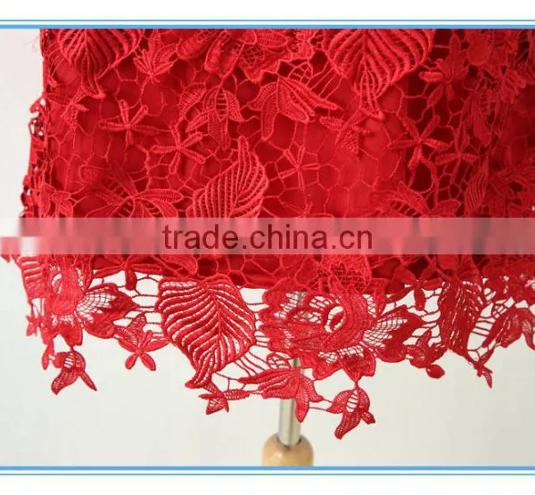 Latest Red Embroidery Lace Suit Dress For Women Wedding photo-6