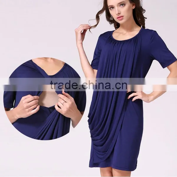 MAMALOVE Soft Knitted Fabric Summer Matern Dress Manufacturer Nurs Clothes Breastfeeding Dress photo-5