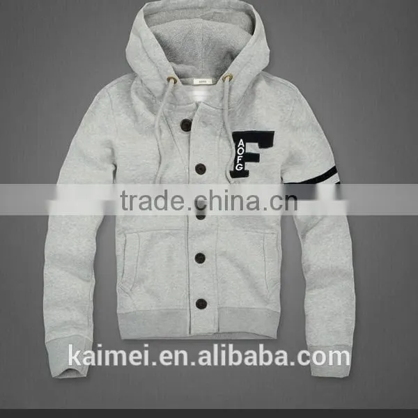 2017 New Design Popular Eco-friendly Breathable Fleece Sports Zipper Hoodie CVC (60/40) photo-3