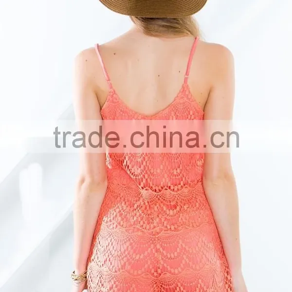 Women Shoulder Straps Underlining Crochet Lace Romper photo-5