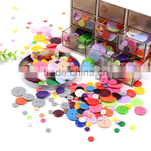 Colorful Different Size 2-Holes Decorated Buttons Craft Plastic Button Round photo-2