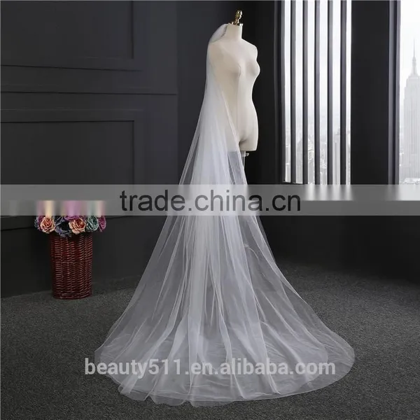 2017 Wholesale New Grance Long Lace Bridal Wedding Veil Tulle photo-3