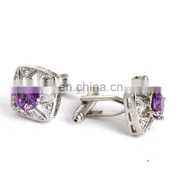 Mens Shirt Cufflinks Purple Crystal Wedding Cufflinks photo-2