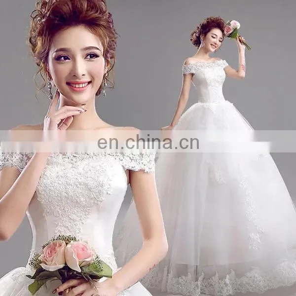 LSO1602 off Shoulder Cheap Wedding Dresses Made in China Sheath Lace up Prom Ball Gown Dresses photo-4