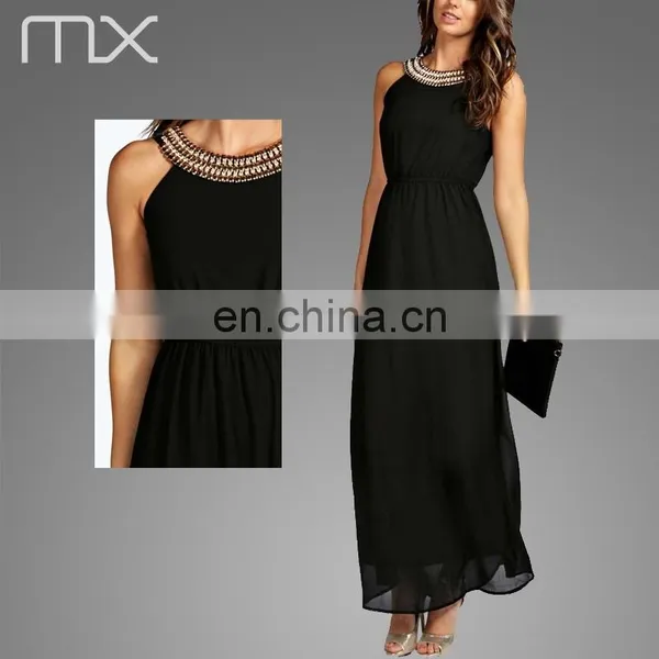Fashionable Black Women Evening Dress Nice Sleeveless Skirt photo-5