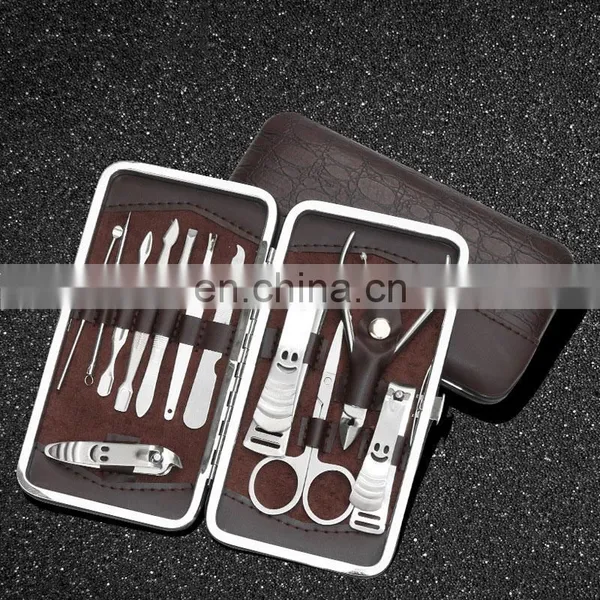 Stone Pattern Case+12 in 1 Pcs Nail Clipper Kit Nail Care Set Pedicure Scissor Tweezer Knife Ear Pick Utility Manicure Set Tools photo-3