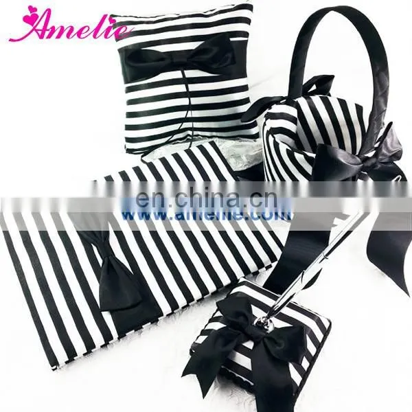 White and Black Stripe Wedding Guest Book photo-2
